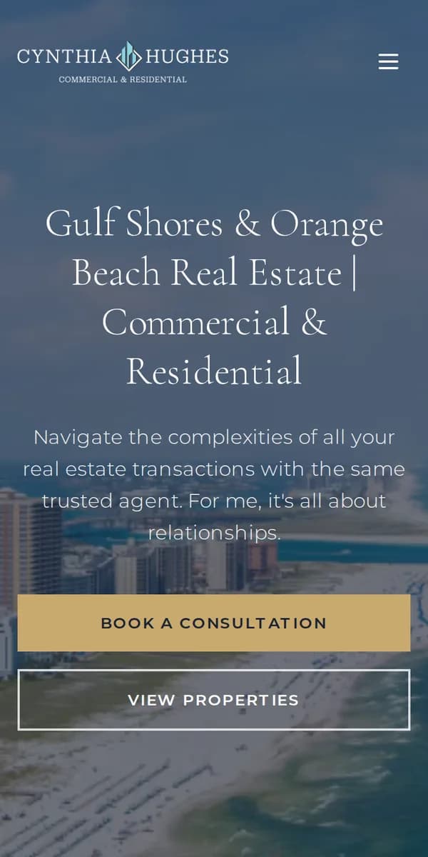 Cynthia Hughes Real Estate website on a phone