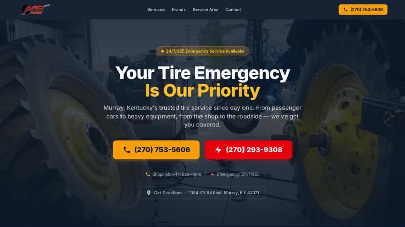 Screenshot of the Ace Tire website (acetiremurray.com)