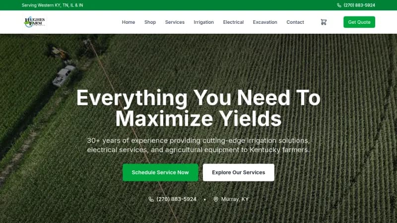 Screenshot of the Hughes Farm Service website (hughesfarmservice.com)