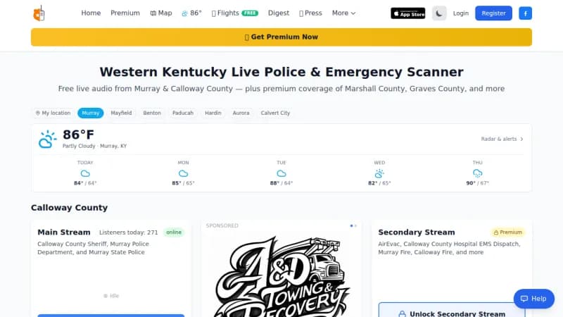 Screenshot of the Murray Scanner website (murrayscanner.com)