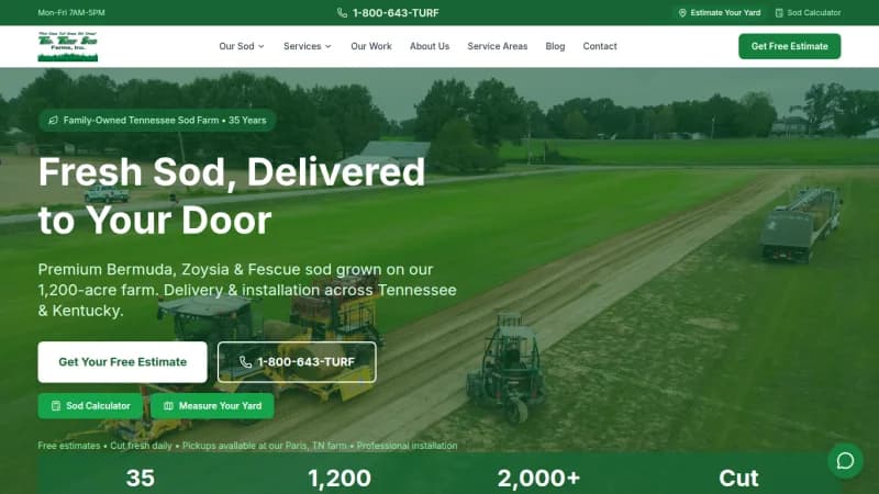 Screenshot of the TriTurf Sod website (triturfsod.com)